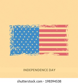 Stylish American Flag on vintage brown background for American Independence Day celebrations. 