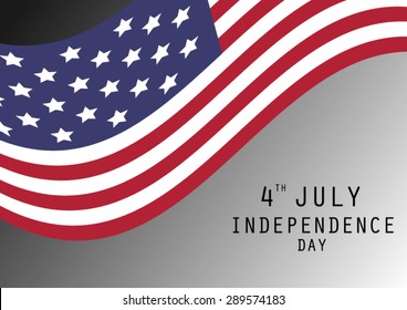 stylish american independence day design 4 JULY with America flag vector background