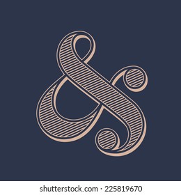 Stylish ampersand symbol on dark background. Vector illustration