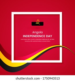 Stylish Angola country independence day concept illustration with tricolours wave on classic greeting background