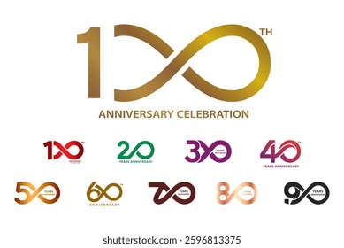 Stylish anniversary logo templates. Corporate. Professional vector design options for different years. Preferred in business and events.