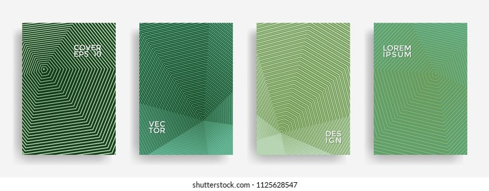Stylish annual report design vector collection. Gradient grid texture cover page layout templates set. Report covers geometric design, business brochure pages corporate banners.