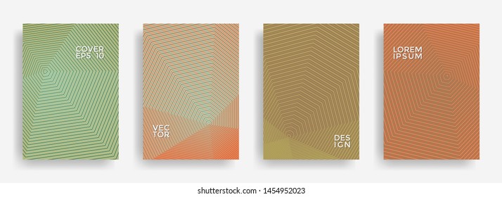 Stylish annual report design vector collection. Gradient grid texture cover page layout templates set. Report covers graphic design, business brochure pages corporate templates.