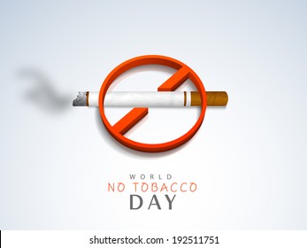 Stylish Anti Smoking sticker, tag or label design with cigarette on grey background for World No Smoking Day.