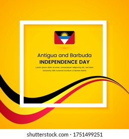 Stylish Antigua and Barbuda country independence day concept illustration with tricolors wave on classic greeting background