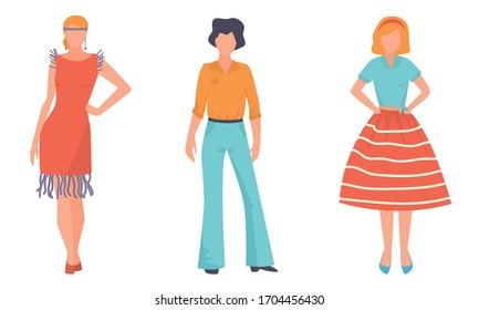 Stylish apparel and clothing for women and men vector illustration