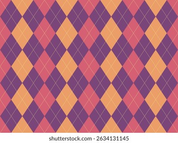 Stylish argyle pattern in warm autumnal tones.  Perfect for fallthemed designs, textiles, or backgrounds.  The geometric design offers a sophisticated and timeless feel.