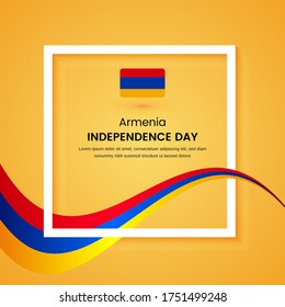 Stylish Armenia country independence day concept illustration with tricolors wave on classic greeting background