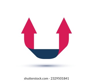 Stylish arrow logo and icon symbol vector, red and black color graphic design element, cursor and direction sign.