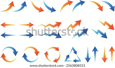 Stylish arrow with red and blue gradient