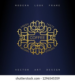 Stylish Art Deco ornate frame. Creative and artistic emblem for design. Mono line style vector design elements