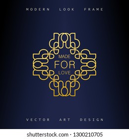 Stylish Art Deco ornate frame. Creative and artistic emblem for design. Mono line style vector design elements