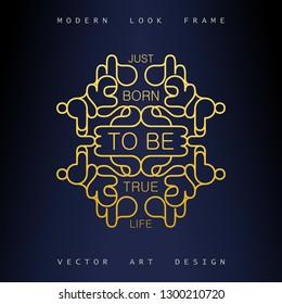 Stylish Art Deco ornate frame. Creative and artistic emblem for design. Mono line style vector design elements