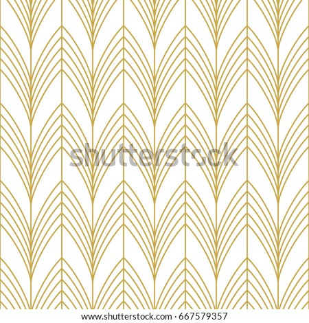 Stylish art deco style scales ornament in gold. Seamless vector pattern