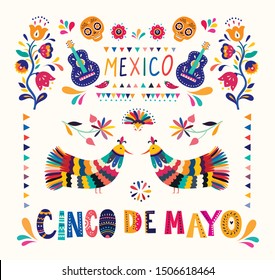 Decoración artística mexicana de diseño para las fiestas y fiestas mexicanas