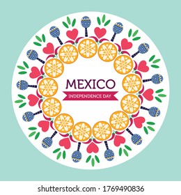 Stylish artistic Mexican decor with Pattern with symbols of Mexico for mexico Independence day, viva mexico,16 de Septiembre, dia de independencia de Mexico, 16 september.