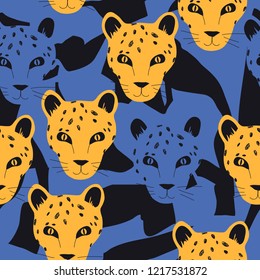 Stylish artistic pattern with leopards. Fashionable template for design. Vector EPS10.