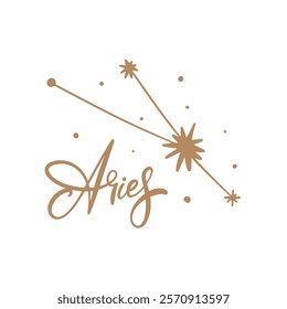 A stylish and artistic representation of the Aries zodiac sign, showcasing stars along with cosmic elements