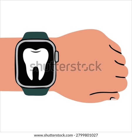 Stylish artwork of an group apart hand with a smart watch displaying