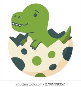 Stylish artwork of tiny dino hatched petite dinosaur baby child kid tirannosaur