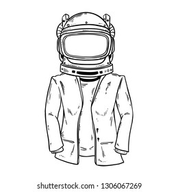 stylish astronaut with hand drawn or sketch style