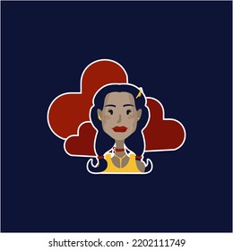 Stylish and attractive woman with dark skin. Ready for a date or holiday. In love and self-sufficient. Vector illustration.