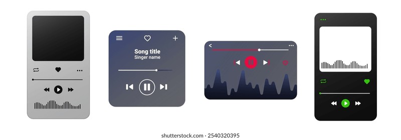 Elegante reproductor de audio con una interfaz colorida y degradada con Botones para pausar, reproducir y controlar el álbum. Ideal para App de música moderna en dispositivos móviles.