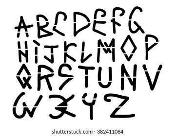 Stylish author painted alphabet on a white background.