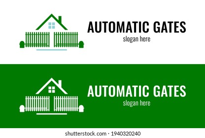 Stylish automatic gate logo. Sliding gate system. Vector.