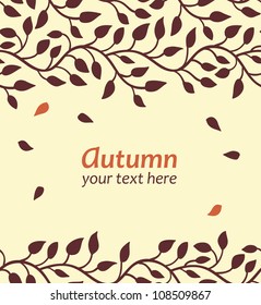 Stylish autumn leaf card. Seamless borders. Vector illustration