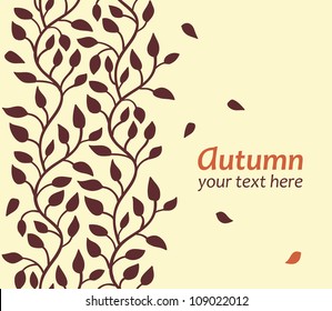 Stylish autumn leaf card. Seamless border. Vector illustration