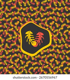 Stylish autumn leaves repeating pattern with a dark background and bright, vivid colors. Modern seasonal design, perfect for trendy fashion prints, fabrics, wallpapers, print, and home decor.