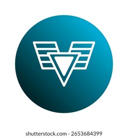 Design elegante logotipo da aviação com um símbolo triângulo dentro do círculo azul gradientes representação moderna do voo