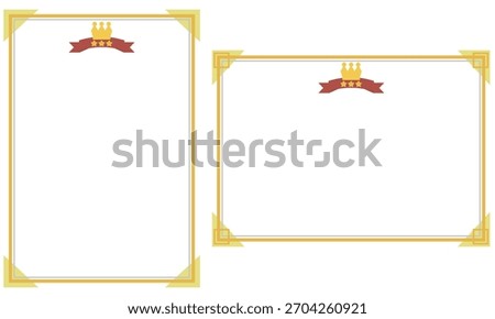 Stylish award certificate frame set with crown, ribbon, and star icon