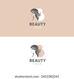 Stylish B logo featuring a graceful woman silhouette, epitomizing beauty and sophistication. Ideal for salons, spas, and beauty businesses seeking an elegant and feminine brand identity.