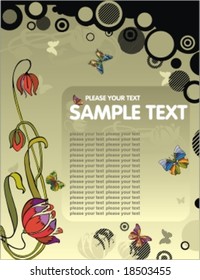 stylish background with banner for your text and butterfly
