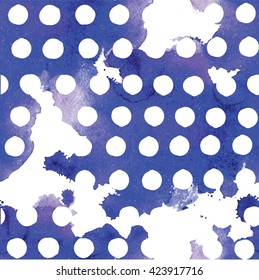 Stylish background with blue peas . Seamless texture green watercolor paint and vector pattern .