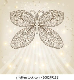 Stylish background with a butterfly and sparks