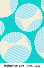 Stylish background with circles and lines. Layered background with cut out circles. Striped pattern.