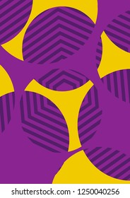 Stylish background with circles and lines. Layered background with cut out circles. Striped pattern.