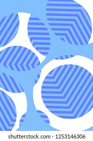 Stylish background with circles and lines. Layered background with cut out circles. Striped pattern.