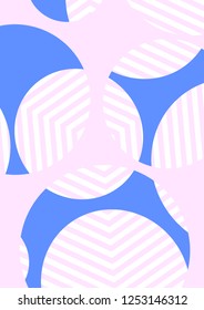Stylish background with circles and lines. Layered background with cut out circles. Striped pattern.