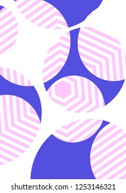 Stylish background with circles and lines. Layered background with cut out circles. Striped pattern.
