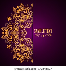 Stylish background with circular floral pattern and place for text. Vector illustration.