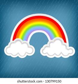 Stylish background with clouds and rainbows