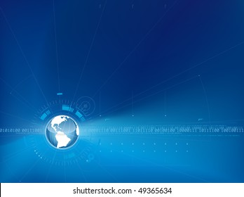 Stylish background with earth globe and communication/digital symbols