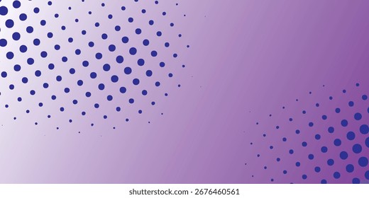 Um plano de fundo elegante com um gradiente liso de lavanda a roxo, acentuado com padrões de ponto de meio-tom azul escuro desaparecendo diagonalmente dos cantos.