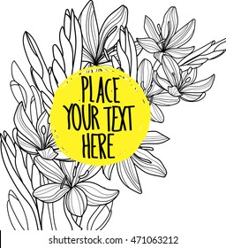 
Stylish background with flowers in a Scandinavian style . Simple freehand drawing .