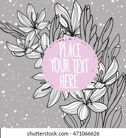 
Stylish background with flowers in a Scandinavian style . Simple freehand drawing .