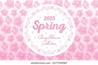 Stylish background frame material with fluttering spring cherry blossom petals that is easy to use for cards and banner ads